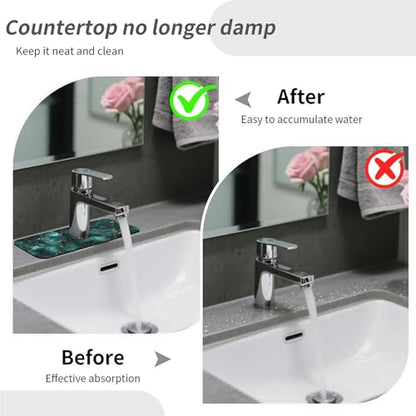 Faucet Fast Absorbent Pad - Emerald Gold Marble , Suitable For Kitchen, Bathroom, Island And Other Scenes - color: Emerald Gold Marble