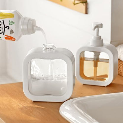 Hand Soap Dispenser for Bathroom, Modern Dish Soap Dispenser for Kitchen Sink, Liquid Soap Container with Pump, Clear Plastic Soap Pump Bottles (2 Packs,17oz, White) - color: White 500ml