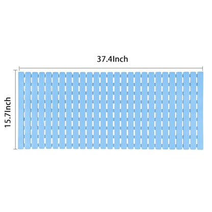 BEMISO Shower Mat Non Slip Bathtub Mat 37.4 x 15.7 Inch Bath Mat for Tub | Suction Cups,Drain Holes,Easy Dry,Easy to Cut,Eco-Friendly - color: Blue, size: 37.4 x 15.7 inches