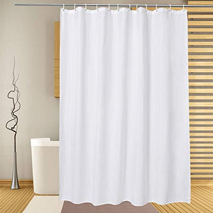 EurCross Extra Long Shower Curtain Liner 72 x 86 inch, White Fabric Shower Curtains for Spa Hotel Bathroom, Water Repellent, Machine Washable, 86 Inches Long - color: White, size: 72"W x 86"L (Pack of 1)