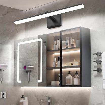 Black Bathroom Vanity Lights- 24inch Modern LED Bathroom Light Fixtures Dimmable Vanity Light Acrylic Bath Room Lighting Fixture Over Mirror - color: Black- Dimmable, size: 24-inch