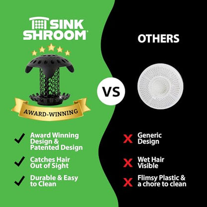 SinkShroom Ultra Bathroom Sink Drain Protector, Stainless Steel, Matte Black, Hair Catcher with Multiple Drain Adapters - style: Matte Black