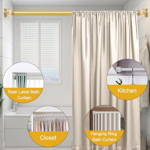Shower Curtain Rod 27 to 60 Inch,1 Inch Diameter Shower Rod for Bathroom, No Drilling Tension Curtain Rod for Window, Adjustable Spring Tension Rod,No Drilling,No Rust,Gold - style: Gold-S