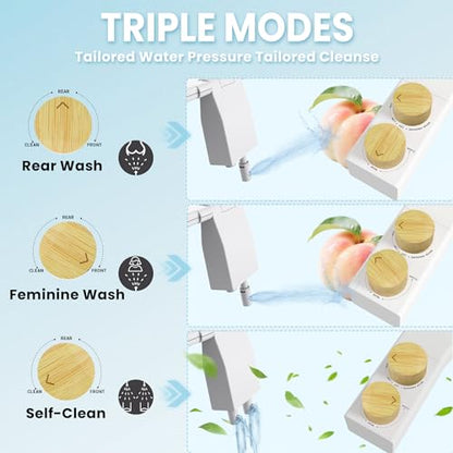 Toilet Bidet With Left/Right Side Reversible Design, Fresh Water, Non-Electric, Toilet Bidet Attachment, Right/Left Hand Side with Dual Nozzle, Self-Clean, Easy to Install (Bamboo Knob) - color: Bamboo Knob