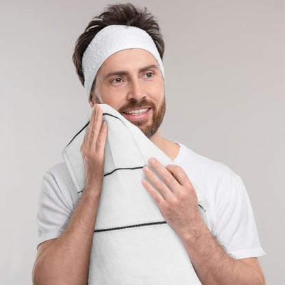 Hand Towels Set, 3-Pack Cotton Washcloths, 12x20 Inch, White | 480GSM, Premium Quality Cloths, Highly Absorbent and Soft Feel Towels for Bathroom, Gym, Shower, Hotel, and Spa