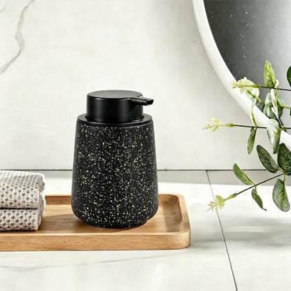 Ceramic Foaming Soap Dispenser - 14.5 oz Foam Hand Soap Dispenser Bathroom, Modern Refillable Dish Wash Soap Bottle for Kitchen with Large Easy-to-Press Pump, Black - color: Black