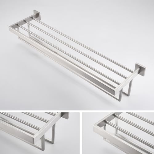 KOKOSIRI Towel Rack 32-Inch Bathroom Towel Shelves with Double Towel Bars SUS304 Stainless Steel Wall Mounted, Brushed Nickel B6003BR-L32 - color: Brushed Steel, size: 32-Inch