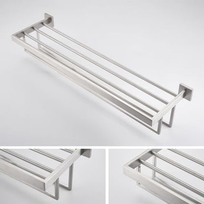 KOKOSIRI Towel Rack 32-Inch Bathroom Towel Shelves with Double Towel Bars SUS304 Stainless Steel Wall Mounted, Brushed Nickel B6003BR-L32 - color: Brushed Steel, size: 32-Inch