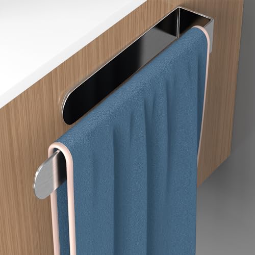 HUFEEOH Hand Towel Holder, Self Adhesive Towel Bar Towel Holder for Kitchen Cabinet, Stainless Steel Bath Towel Holder Stick on Wall - color: Silver, size: 14 Inch