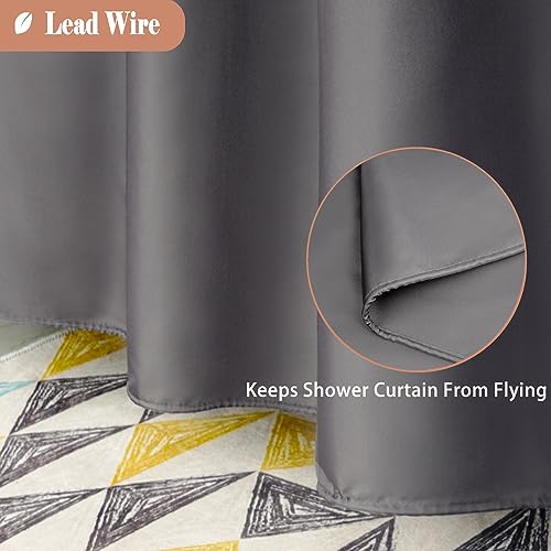 UFRIDAY Dark Gray Shower Curtain Extra Long 72-Inch x 78-Inch, Fashion Polyester Shower Curtains for Bathroom - color: Dark Gray, size: 72"W x 78"L (Pack of 1)