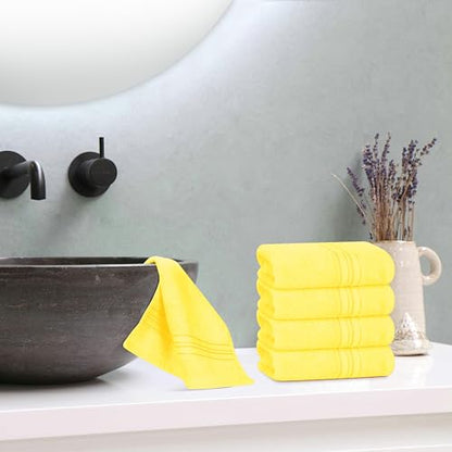 BOUTIQUO Ultra Soft Cotton Washcloths, Contains 12 Piece Face Cloths 12x12 inch, Ideal for Everyday use Face Towels, Compact & Lightweight Multi Purpose Washcloths - Lime Yellow - color: Lime Yellow, size: Washcloths - Set of 12
