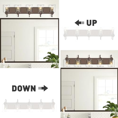 zeyu 5-Light Modern Vanity Light Fixture, 36" Bathroom Light Fixtures Wall Mount with Clear Glass, Oil Rubbed Bronze Finish, ZSL72B-5W ORB - color: Oil-Rubbed Bronze, size: 5-Light