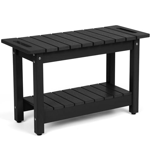 30" Shower Bench, Waterproof HIPS Shower Stool for Shaving Legs | Shower Chair Seat Holds up to 400lbs, Bathroom Bench for Inside Shower, Non-Slip (Black) - color: Black, size: 30" Bench