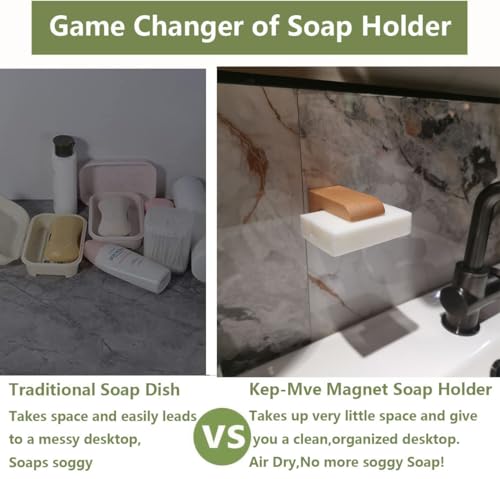 2sets Wood Magnetic Bar Soap Holder for Shower Wall,Magnet Air Dry Soap Saver Self Draining, Eco-Friendly Wooden Soap Dish for Soaps & Beard Shampoo Bars - color: 2pcs