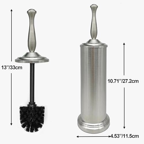 Brushed Nickel Toilet Bowl Brush with Holder, Durable Bathroom Cleaning Tool, Modern Design for Easy Toilet Maintenance, Bathroom Cleaner Brush for Efficient Cleaning and Hygiene - color: Brushed Nickel 2