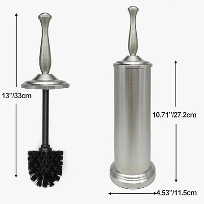 Brushed Nickel Toilet Bowl Brush with Holder, Durable Bathroom Cleaning Tool, Modern Design for Easy Toilet Maintenance, Bathroom Cleaner Brush for Efficient Cleaning and Hygiene - color: Brushed Nickel 2