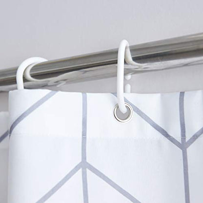 Bathroom Shower Curtain or Liner Waterproof Fabric Washable Polyester (Hotel Quality Friendly Stripe Heavy Duty) with White Plastic Hooks - 72" x 72", Standard, White Arrow - color: White Arrow, size: 72"W x 72"L (Pack of 1)