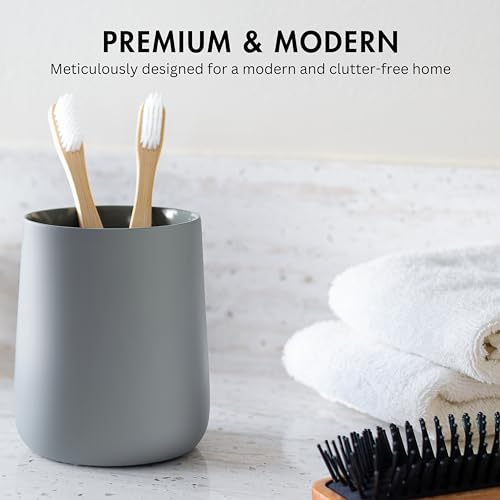 Yew Design Matte Gray Bathroom Toothbrush Holder Cup - Round - color: Round Matte Gray