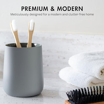 Yew Design Matte Gray Bathroom Toothbrush Holder Cup - Round - color: Round Matte Gray