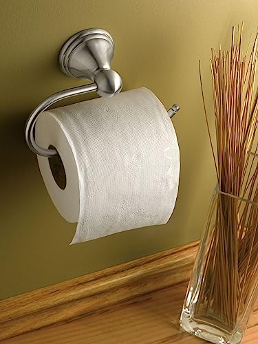 Moen Preston Collection Spot Resist Brushed Nickel Single Post Toilet Paper Holder, Wall Mounted Toilet Roll Holder, DN8408BN (Pack of 3) - color: Brushed Nickel, size: 2-3/8 x 6-1/2 Inch (Pack of 3)