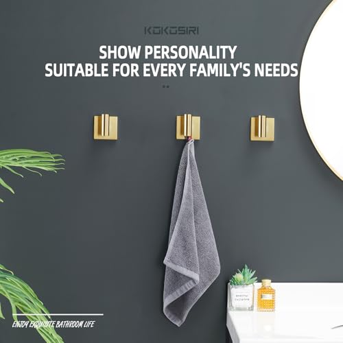 KOKOSIRI Robe Hooks Bathroom Towel Coat Hook for Bath Kitchen Wall 3 Pack Brushed Gold Stainless Steel B1013BG-P3 - color: Brushed Gold, size: 3 Pack