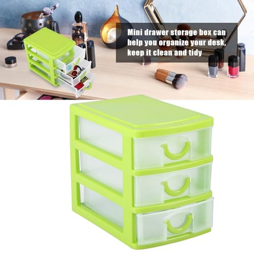 3 Tier Plastic Drawer Organizer with Adjustable Dividers, Compact Detachable Storage Box for Jewelry Makeup Accessories, Multi Purpose Home Office Bathroom Organization (3 Layers of Green)