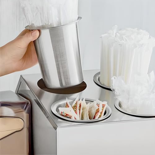 OCS Parts Set of Six 5-Inch Stainless Steel Utensil Organizer Cups | For Flatware, Kitchen Utensils, Silverware, Straws, Pens and Pencils - color: Stainless Steel