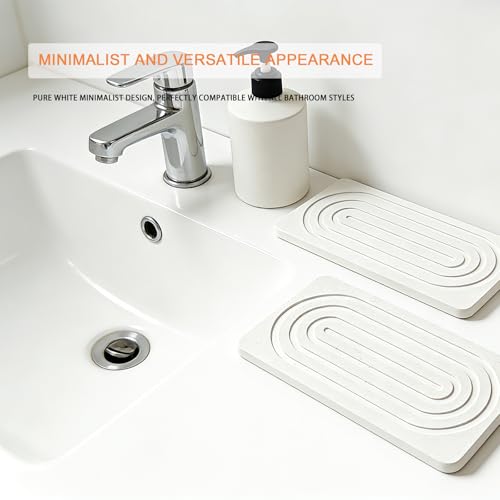 2Pack Water Absorbing Stone Tray,Instant Dry Sink Tray Quick Drying Diatomite Bathroom Tray Countertop, Stone Drying Mat for Kitchen Counter Coasters, Soap Dish Holder(8.3"x 4")