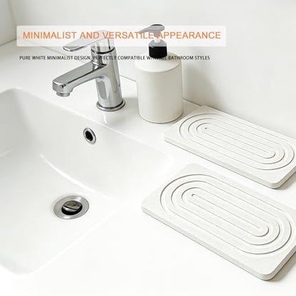 2Pack Water Absorbing Stone Tray,Instant Dry Sink Tray Quick Drying Diatomite Bathroom Tray Countertop, Stone Drying Mat for Kitchen Counter Coasters, Soap Dish Holder(8.3"x 4")