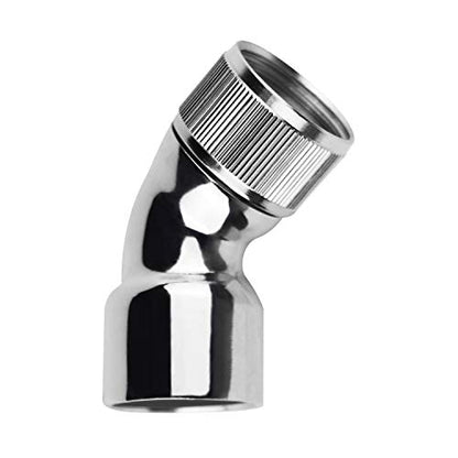 Shower Elbow Adapter for Shower Head 45°Female to Female G1/2 Shower Arm Pipe Angle Connector, Brass Constructed Chrome Finish
