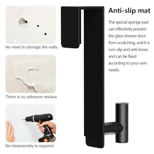 WUIVIUT T-Shaped Over Door Hooks - Fits Wooden & Metal Doors Less Than 1.77" Wide,Door Hanger for Office,Bedroom Heavy-Duty Stainless Steel Doors(T Shape 2 Pack, Fits 1-3/4'' Thick) - size: T Shape 2 Pack, Black