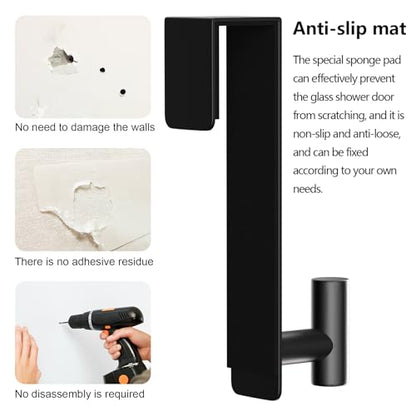 WUIVIUT T-Shaped Over Door Hooks - Fits Wooden & Metal Doors Less Than 1.77" Wide,Door Hanger for Office,Bedroom Heavy-Duty Stainless Steel Doors(T Shape 2 Pack, Fits 1-3/4'' Thick) - size: T Shape 2 Pack, Black