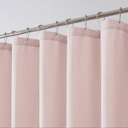 Blush Shower Curtain, Stall Small Waffle Weave Heavy Fabric Shower Curtains for Narrow Size Bathroom, Waterproof Soft Hotel Spa Luxury Bath Curtain Set, Machine Washable, Blush, 36x72 Inch - color: Blush, size: 36"W x 72"L (Pack of 1)