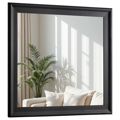 CULER Black Wall Mirror for Bathroom,Rectangle 30 x 30 inch Vanity Mirror | Square Hanging Mirrors for Living Room,Bedroom,Entryway - color: Black, size: 30"L x 30"W
