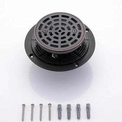RANDOM Round Shower Drain SUS304 Stainless Steel Oil Rubbed Bronze Shower Drain 4 inch with Adjustable PVC Base Flange,Shower Floor Drain with Removable Cover Grid Grate - color: A-oil Rubbed Bronze-4″ Round With Base Flange