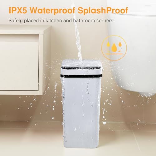 Automatic Bathroom Trash Can Touchless 2.6 Gallon Small Trash Cans with Lid Narrow Garbage Can for Kitchen, Toilet, Bedroom, RV, Living Room - color: Grey Battery, size: 2.6 Gallons