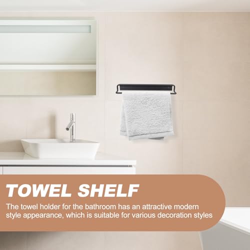 TOYANDONA Nail-Free Adhesive Bathroom Towel Rack 40cm Space Aluminum Wall-Mounted Single Bar Black for Bathroom Towel Storage and Washcloth Hanging