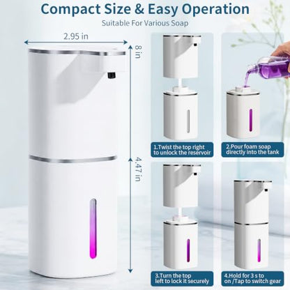 2 Pack Automatic Foaming Soap Dispenser Touchless, Digital Display, 14.2oz | 4-Level Adjustable, USB-C Rechargeable, IPX5 Waterproof, Wall Mount Soap Dispenser for Bathroom Kitchen Dish and Hand Soap