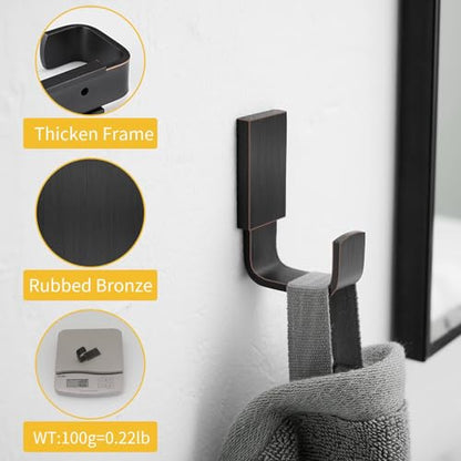 Brass Towel Hook, Bathroom Robe Coat Clothes Hook, Oil Rubbed Bronze | Wall Mounted with Screws for Bathroom, Kitchen, Hotel, Garage, Laundry, Square Coat and Hat Hooks, Rustproof & High Quality - color: Oil Rubbed Bronze, size: 1 Pack