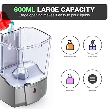 interhasa! Soap Dispenser, Touchless Hand Sanitizer Dispenser Wall Mount 600ml Automatic Kitchen Soap Dispenser for Commercial Home, Office (Silver) - color: Silver