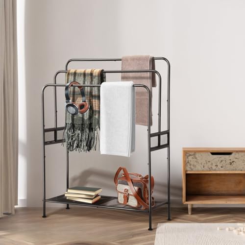 44" Extra Large Free Standing Towel Rack,3 Tier Outdoor Pool Towel Holder | Versatile Blanket and Quilt Rack Stand for Living Room, Bathroom, Bedroom, Beach, Hot Tub, Gym and Pool Area Outside - size: 3 Tier-Pro