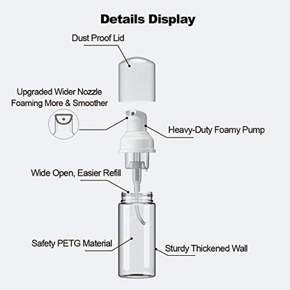 6 Pcs Empty Foam Pump Bottle 1oz/30ml Travel Size Plastic Pump Bottle Soap Bottle Portable Small Hand Sanitizer Dispenser Bottles, Refillable Clear Instant Foaming Bottles for Hand Lotion Shampoo - size: 1oz/30ml