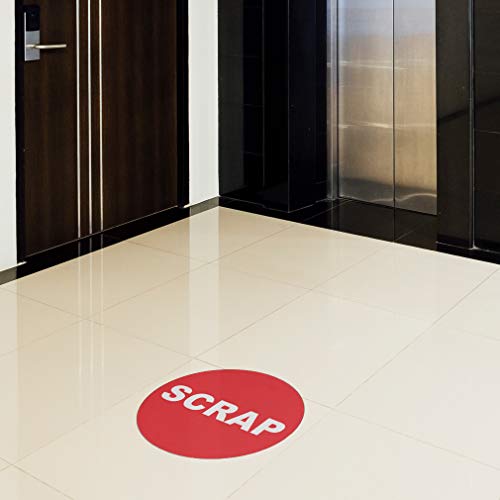 Scrap Floor Decals Red Anti-Slip Round Shape Industrial & Craft Signs Stickers 36Inches Longer Side - size: 36inches Longer Side