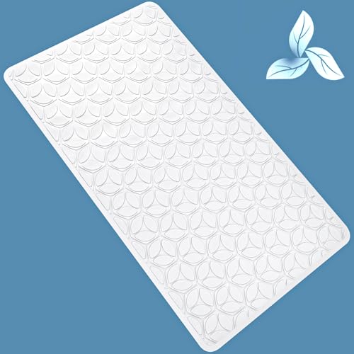 Non Slip Bathtub Mat | Real Rubber Bath Mat for Tub and Shower, Shower Mat for Daily Safety, Pet Dog Mat, Soft No-Slip Bath Mat | Nonskid Bathroom Tub Mat, 16” x 28”（White）