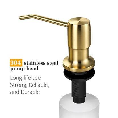 Soap Dispenser for Kitchen Sink, Built in Sink Soap Dispenser Lotion Dispenser with 17 OZ Bottle, Refill from The Top Bar Sink Soap Dispenser, Gold - color: Golden