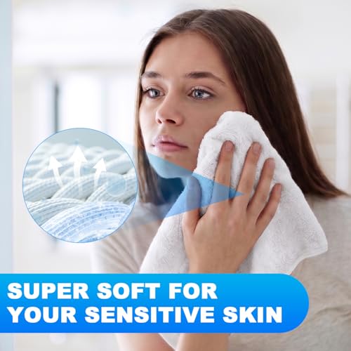6 Pack 100% Cotton Wash Cloth, 12x12 Inch Highly Absorbent and Soft Feel Fingertip Towels, Machine Washable Washcloths for Bathroom, Gym, Hotel, Spa and Kitchen, White