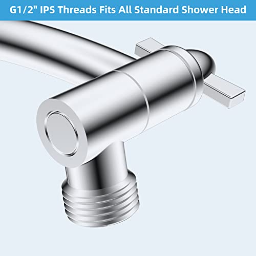 Hibbent All Metal 20'' Shower Head Extension Arm, Chrome | Solid Brass Adjustable Shower Arm with Lock Joint, Flexible Height & Angle, Universal Connection Shower Head Extender - color: Chrome, size: 20 Inch