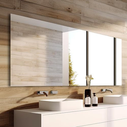 Bathroom Vanity Mirror 72"x36" Frameless Wall Mirror Shatterproof | Modern Wall Mount Vanity Mirror, Hangs Horizontally or Vertically, for Over Sink, Living Room, Bedroom, Upgraded Packing - size: 72"L x 36"W