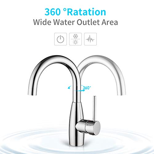 CREA Bar Sink Faucet Bathroom Faucets Single Hole Handle Chrome with Deck Plate Prep Wet Utility Small Mini Faucet for Marine Vessel Outdoor Farmhouse Vanity Lavatory - color: Chrome-1
