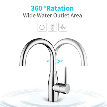 CREA Bar Sink Faucet Bathroom Faucets Single Hole Handle Chrome with Deck Plate Prep Wet Utility Small Mini Faucet for Marine Vessel Outdoor Farmhouse Vanity Lavatory - color: Chrome-1
